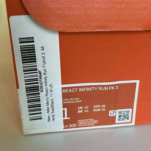 Nike Men’s React Fly Knit 3 Men’s 11 New In Box Teal Mineral Black - Picture 3 of 6